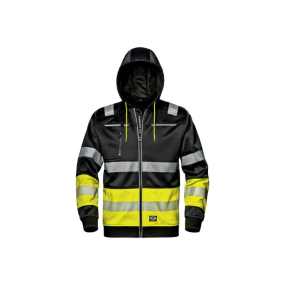 Sir Safety System Hi-Vis Contrast kapucnis melegítőfelső - fekete/sárga - M, Szín: fekete/sárga, Méret: M
