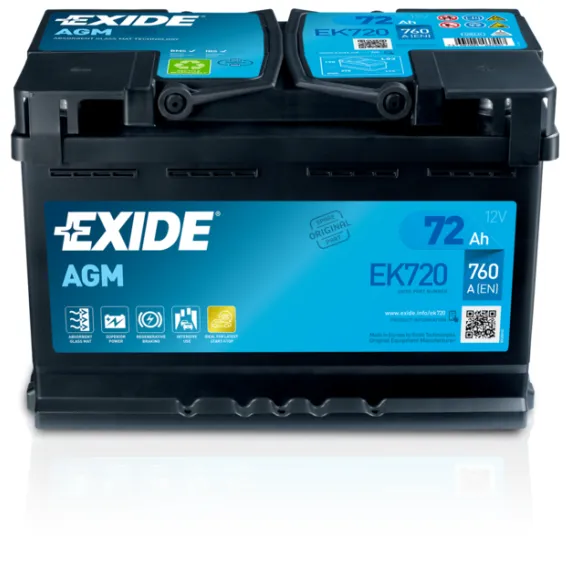 EXIDE AGM EK720 Akkumulátor 12V 72Ah 760A J+