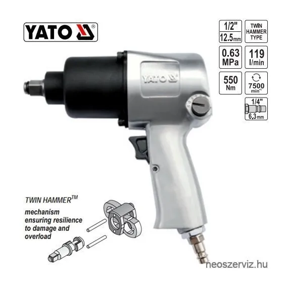 YT-09511 LÉGKULCS 1/2" 550Nm