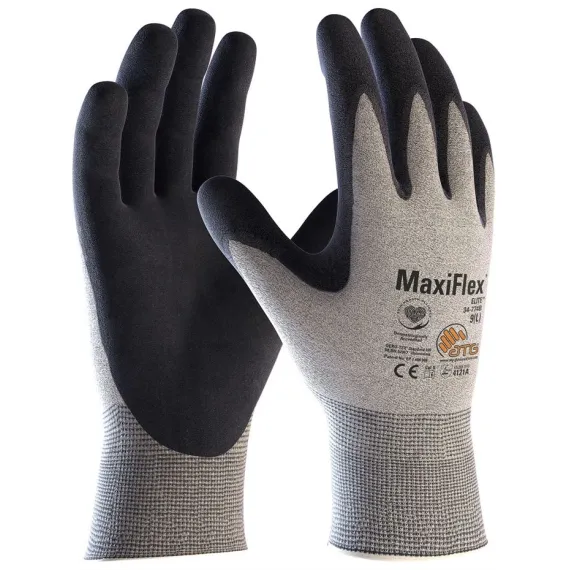 ATG Maxiflex Elite ESD mártott kesztyű - 34-774B - szürke - 8/M, Szín: szürke, Méret: 8/M