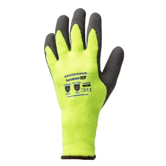 EUROWINTER TÉLI SÁRGA KESZTYŰ, SZÜRKE LATEX TENYÉR 09, Méret: 9
