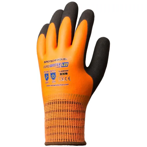 EUROWINTER L22 TÉLI NARANCS KESZTYŰ, LATEX TENYÉR+CSB RÉTEG 9, Méret: 9