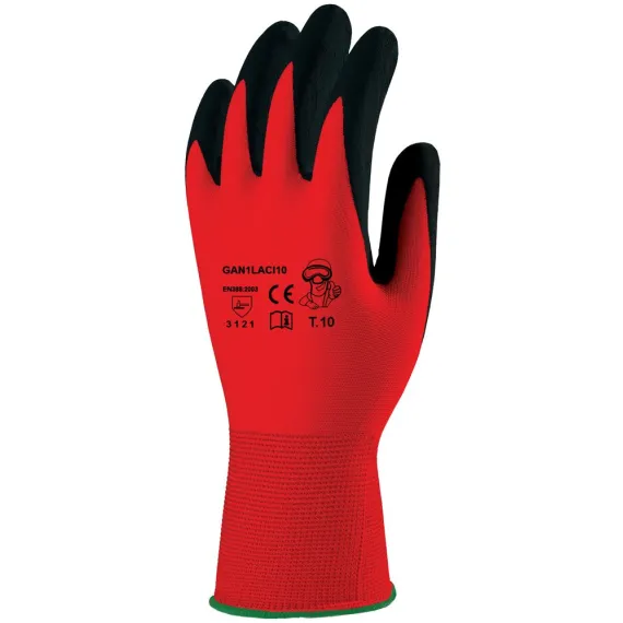 MÁRTOTT FEKETE LATEX, PIROS TEXTIL KÉZHÁTTAL 7, Méret: 7