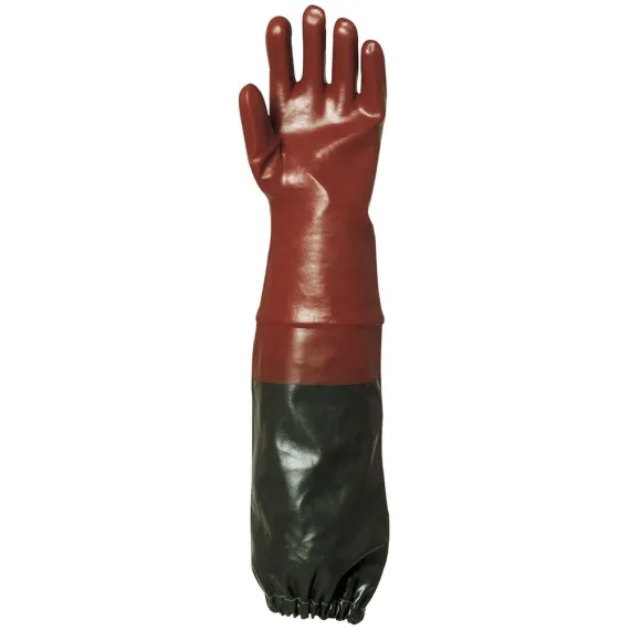 MÁRTOTT PVC KESZTYŰ, BORDÓ, SAV/LÚG/OLAJÁLLÓ, 70CM HOSSZÚ 10, Méret: 10