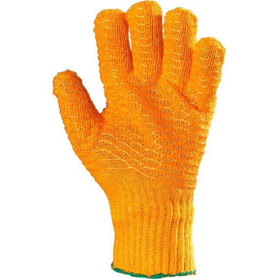 KÖTÖTT NARANCS PES/PAMUT KESZTYŰ, KÉT OLDALON PVC RÁCCSAL 10, Méret: 10