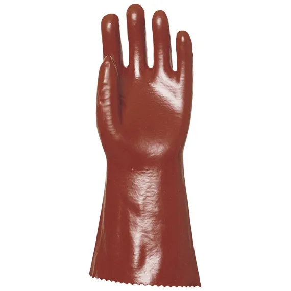 MÁRTOTT PVC KESZTYŰ, BORDÓ, SAV/LÚG/OLAJÁLLÓ, 36CM 10, Méret: 10