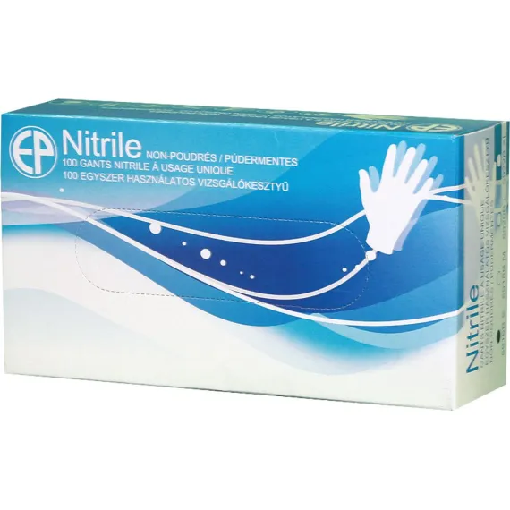 NITRIL PÚDER NÉLKÜLI KÉK VIZSGÁLÓKESZTYŰ/100 DB XL KÉK DOBOZ, Méret: XL