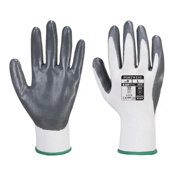 A310 - Flexo Grip nitril kesztyű - szürke/fehér - 8/M, Szín: szürke/fehér, Méret: 8/M