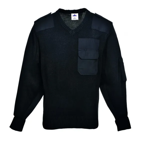 B310 - NATO pulóver, pamut rátétek - fekete - 3XL, Szín: fekete, Méret: 3XL