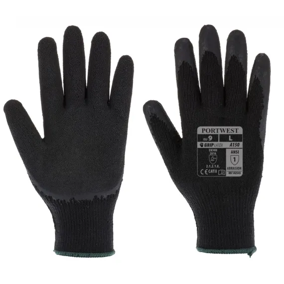 A150 - Mártott latex kesztyű (A100 öko verzió) - fekete - 9/L, Szín: fekete, Méret: 9/L