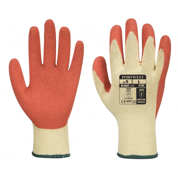 A100 - Mártott latex kesztyű - narancs - 7/S, Szín: narancs, Méret: 7/S