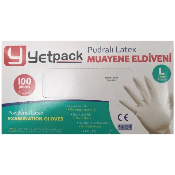 YETPACK Púderes latex kesztyű - L