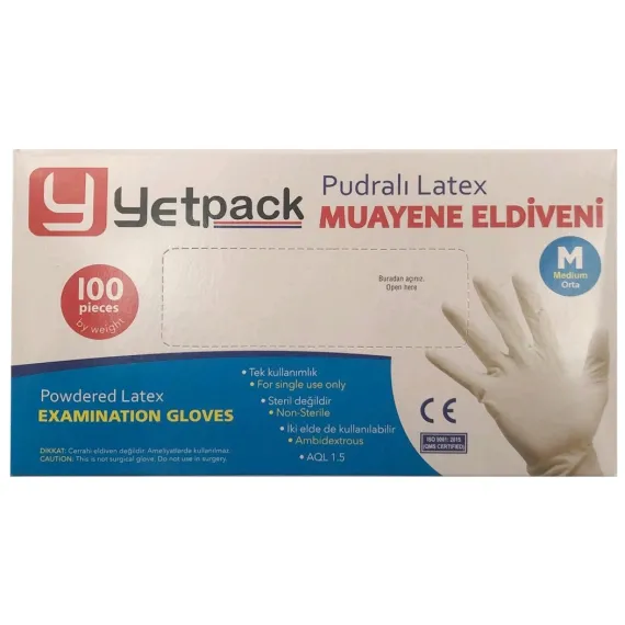 YETPACK Púderes latex kesztyű - M