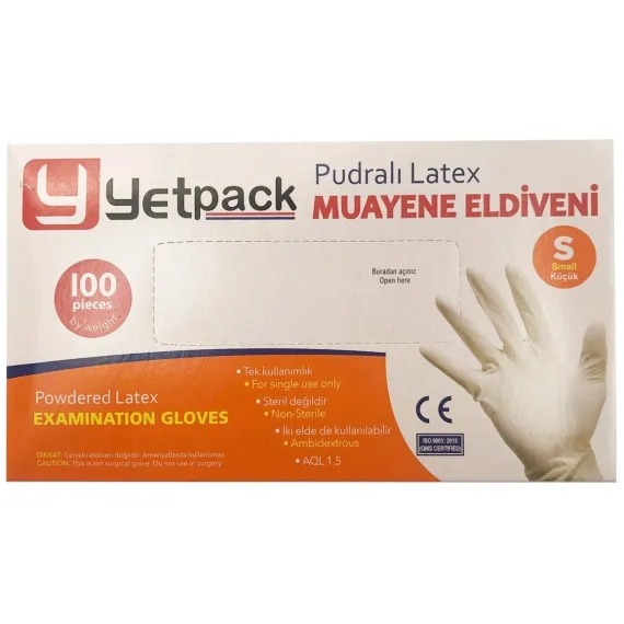 YETPACK Púderes latex kesztyű - S