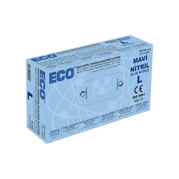 ECO Kék púdermentes nitril kesztyű - L