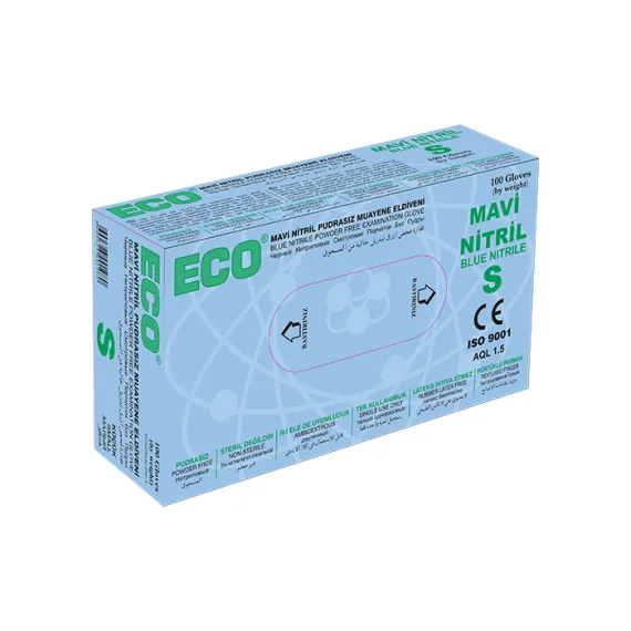 ECO Kék púdermentes nitril kesztyű - S