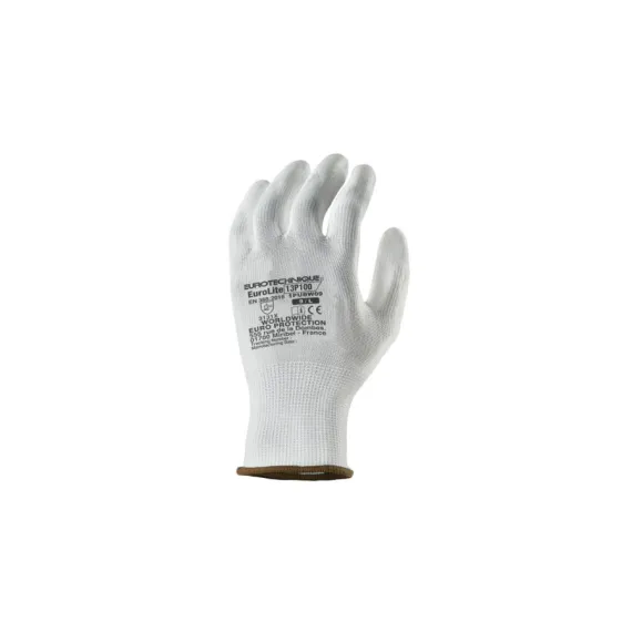 EUROLITE 13P100 FEHÉR PRECÍZIÓS PES KESZTYŰ, PU TENYÉR-3131X-08, Méret: 8