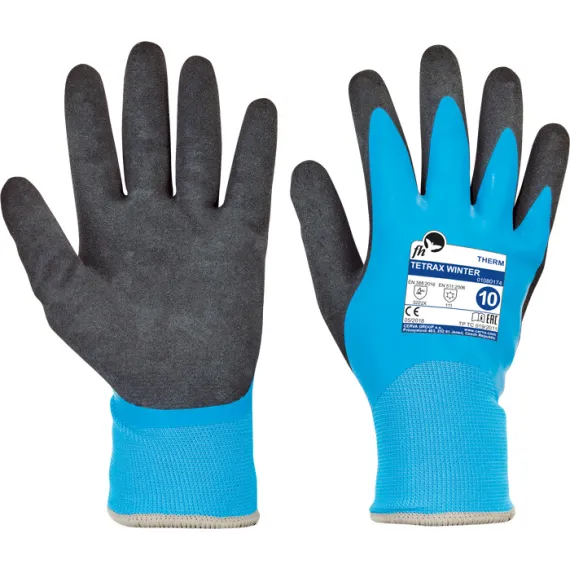 TETRAX WINTER latex védőkesztyű 10, Szín: kék/fekete, Méret: 10