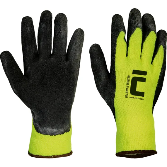 PALAWAN WINTER kesztyű latex HV sárga 9, Szín: Egyéb, Méret: 9