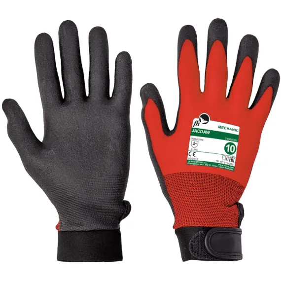 JACDAW piros mártott nylon kesztyű - 10, Szín: Egyéb, Méret: 10