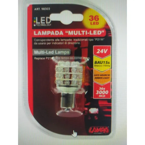 N09137 24V BAU15s 36LED N.SÁRGA 1DB-OS 98303