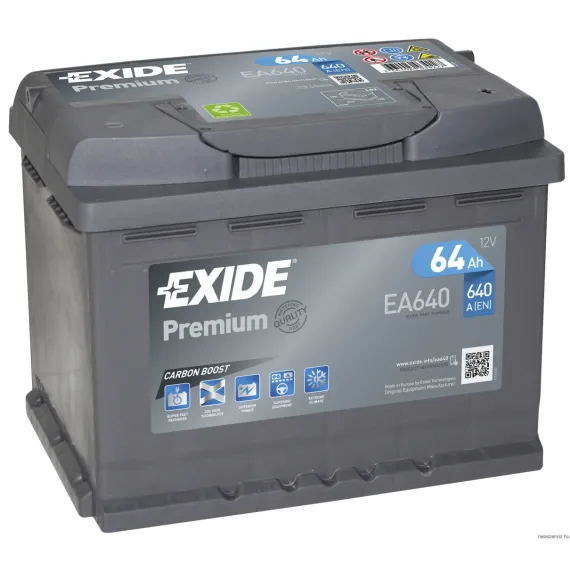 EXIDE PREMIUM EA640 12V 64Ah 640A akkumulátor J+
