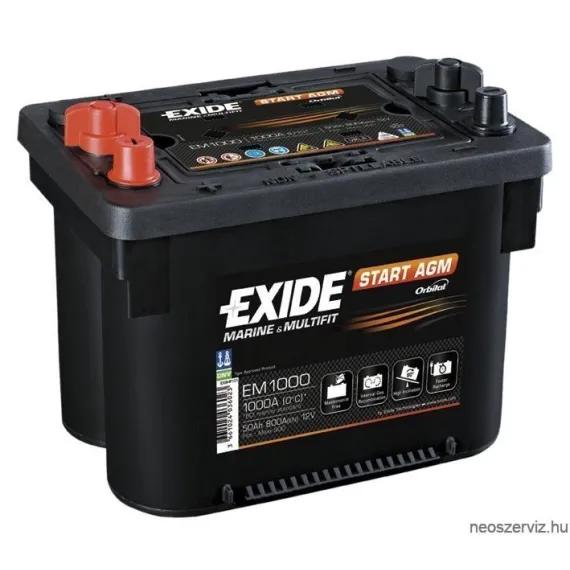 EXIDE MAXXIMA EM1000 12V 50Ah 800A spirálcellás akkumulátor B+