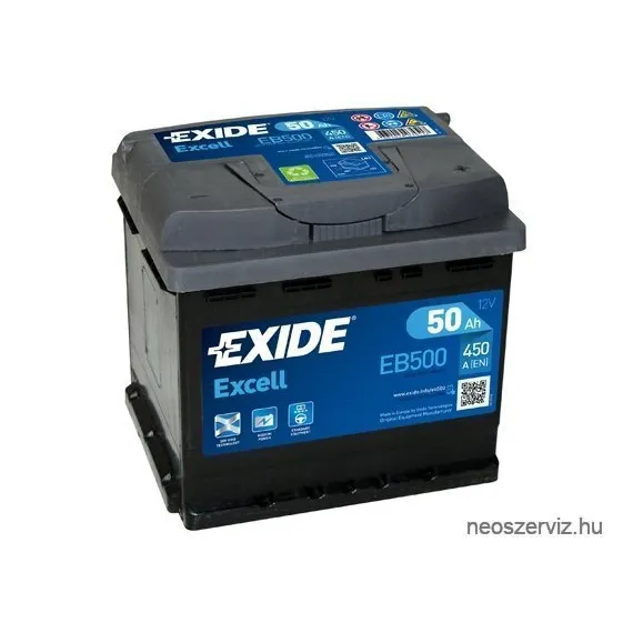 EXIDE EXCELL EB500 12V 50Ah 450A akkumulátor J+