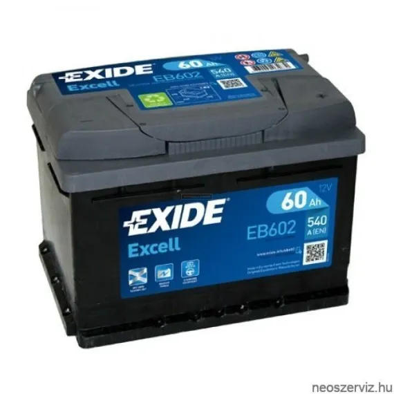 EXIDE EXCELL EB602 12V 60Ah 540A akkumulátor J+