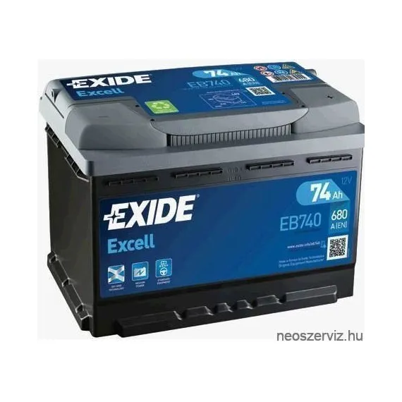 EXIDE EXCELL EB740 12V 74Ah 680A akkumulátor J+