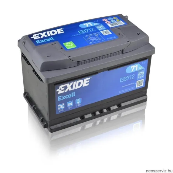 EXIDE EXCELL EB712 12V 71Ah 670A akkumulátor J+