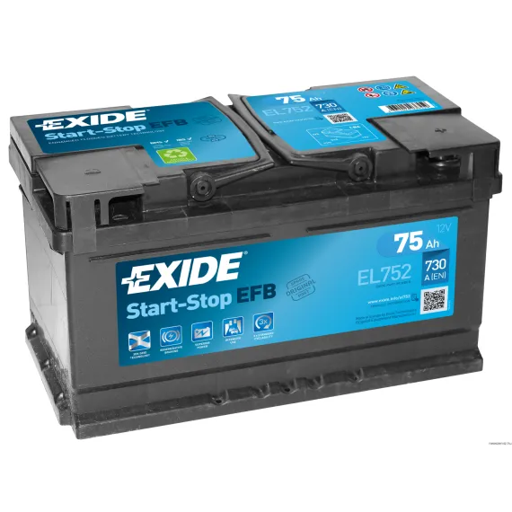 EXIDE ECM EL752 12V 75Ah 730A akkumulátor J+