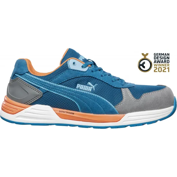 Puma Frontside Low S1P ESD HRO SRC munkavédelmi cipő - kék/szürke/narancs - 45, Szín: kék/szürke/narancs, Méret: 45