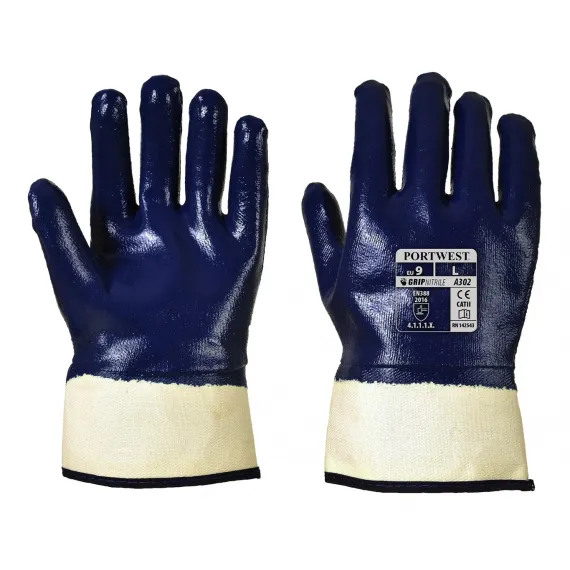 A302 - Csuklóig mártott nitril kesztyű - tengerészkék - 10/XL, Szín: tengerészkék, Méret: 10/XL