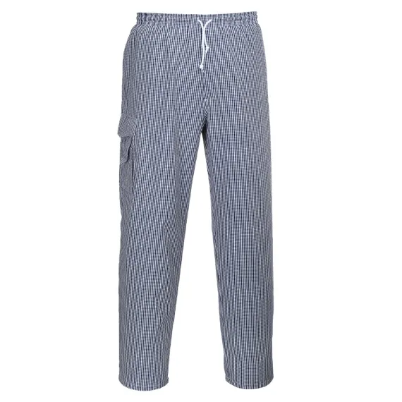C078 - Chester séfnadrág - kék/fehér kockás - XL, Szín: kék/fehér kockás, Méret: XL