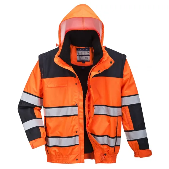 C466 - Hi-Vis Classic Bomber dzseki - Narancs/fekete - S, Szín: narancs/fekete, Méret: S