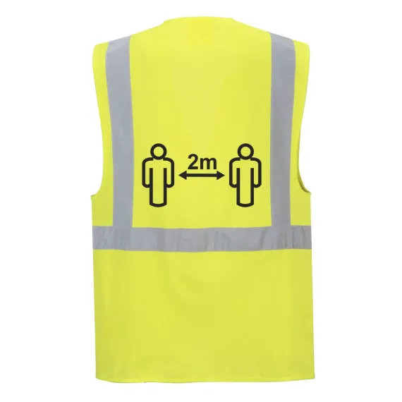 CV76 - Távolságtartásra figyelmeztető vezetői mellény 2 m - sárga - 3XL, Szín: sárga, Méret: 3XL