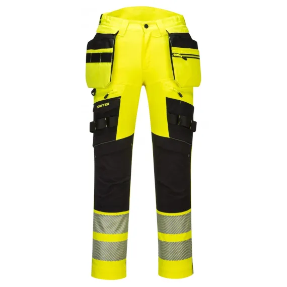 DX442  Portwest DX4 Hi-Vis Lengőzsebes nadrág - sárga/fekete - 42, Szín: sárga/fekete, Méret: 42