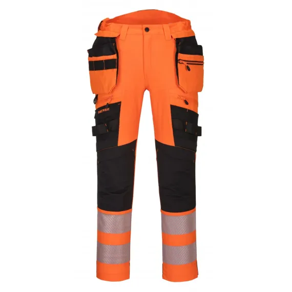 DX442  Portwest DX4 Hi-Vis Lengőzsebes nadrág - Narancs/fekete - 32, Szín: narancs/fekete, Méret: 32