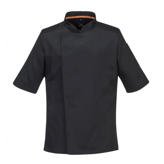 C738 - MeshAir Pro rövid ujjú séfkabát - fekete - 3XL, Szín: fekete, Méret: 3XL