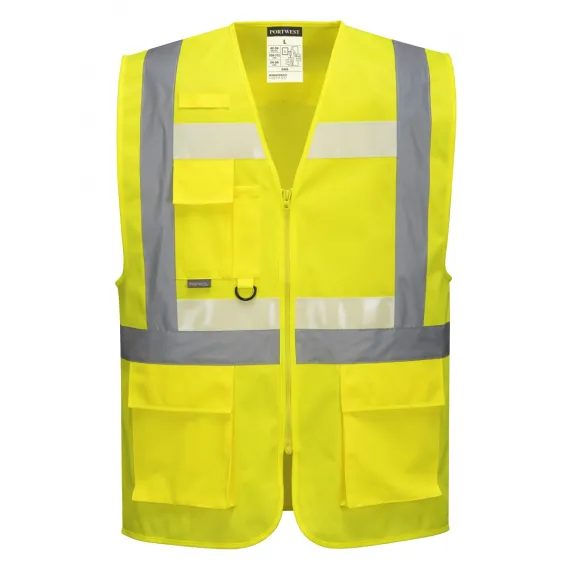 G456 - Glowtex vezetői mellény Ezee zippzárral - sárga - M, Szín: sárga, Méret: M