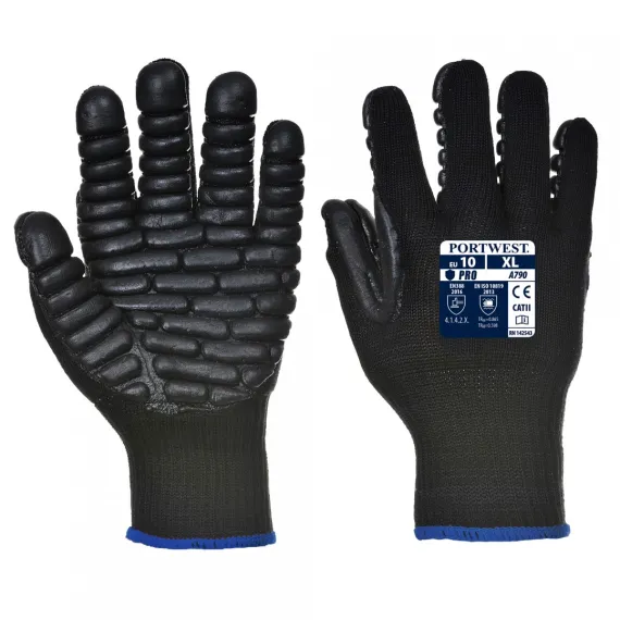 A790 - Antivibrációs kesztyű - fekete - 10/XL, Szín: fekete, Méret: 10/XL