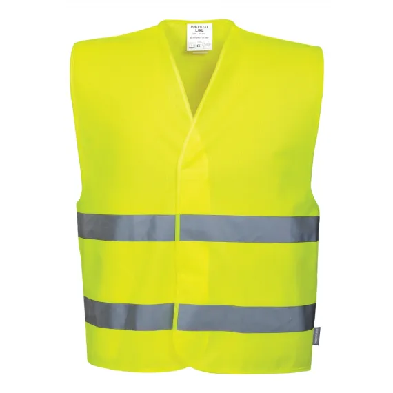 C474 - Jól láthatósági két csíkos mellény - sárga - L/XL, Szín: sárga, Méret: L/XL