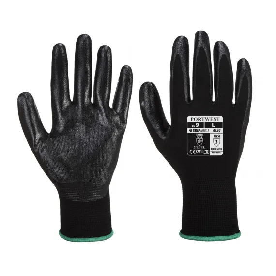 A320 - Nylon nitrilhab tenyérmártott keszyű - fekete - 9/L, Szín: fekete, Méret: 9/L