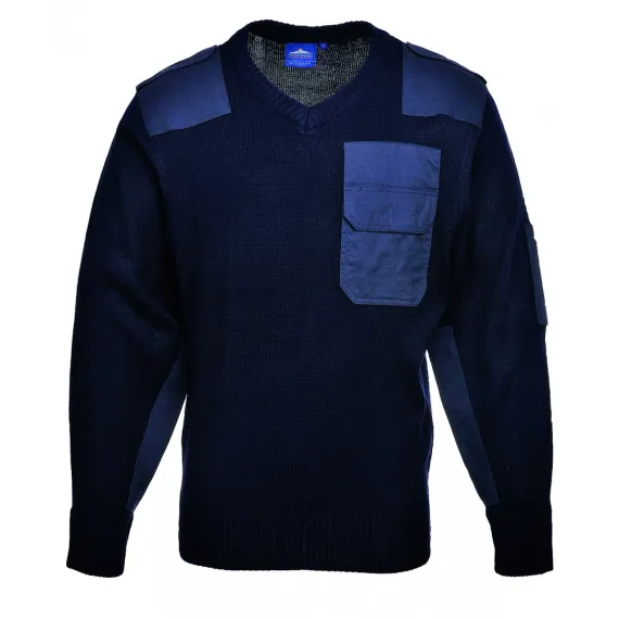 B310 - NATO pulóver, pamut rátétek - tengerészkék - XL, Szín: tengerészkék, Méret: XL