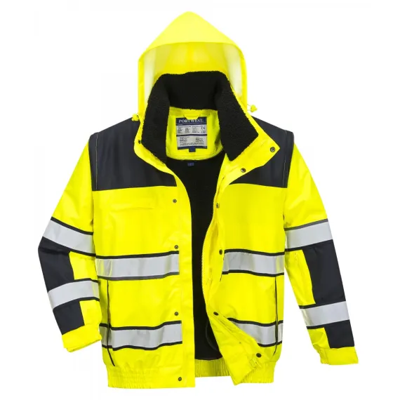 C466 - Hi-Vis Classic Bomber dzseki - sárga/fekete - 3XL, Szín: sárga/fekete, Méret: 3XL
