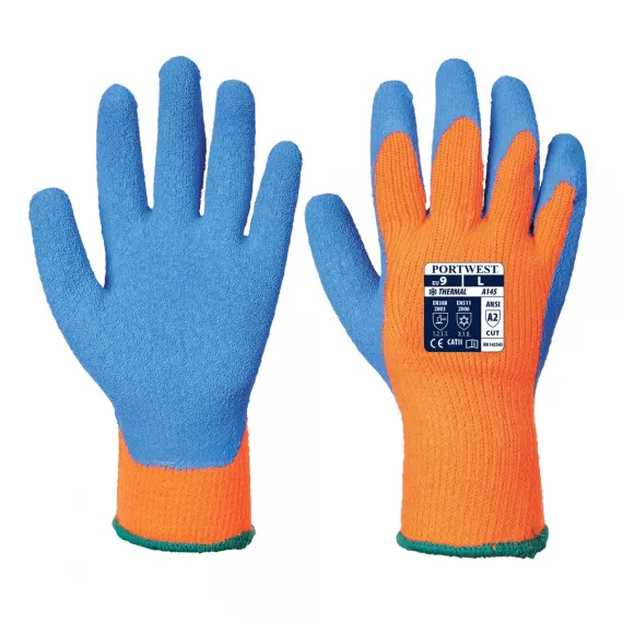 A145 - Hűtőházi kesztyű - narancs/kék - 10/XL, Szín: narancs/kék, Méret: 10/XL