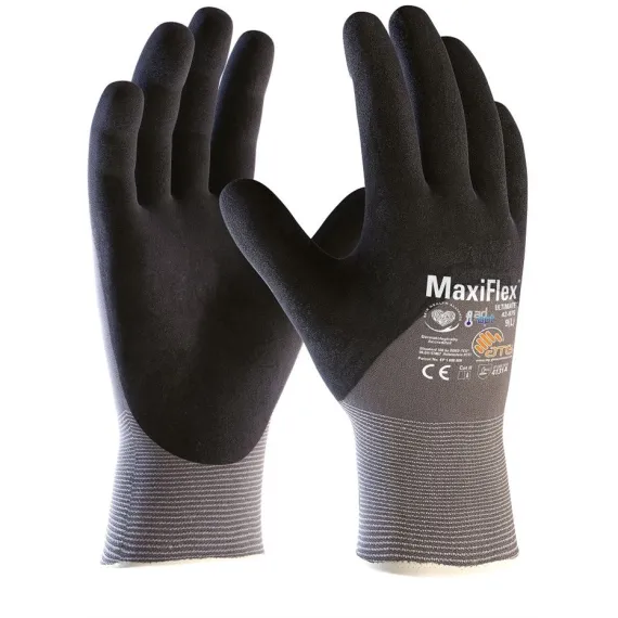 ATG Maxiflex Ultimate Mártott AD-APT kesztyű - 42-875 - fekete - 9/L, Szín: fekete, Méret: 9/L