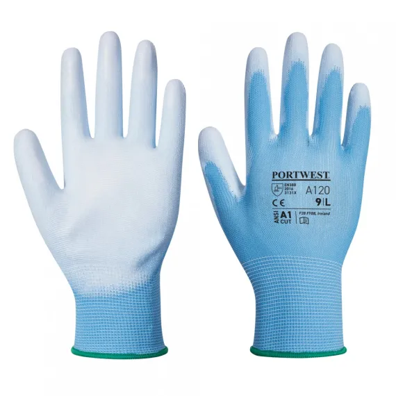 A120 - Nylon kesztyű PU tenyérmártott - kék - 7/S, Szín: kék, Méret: 7/S