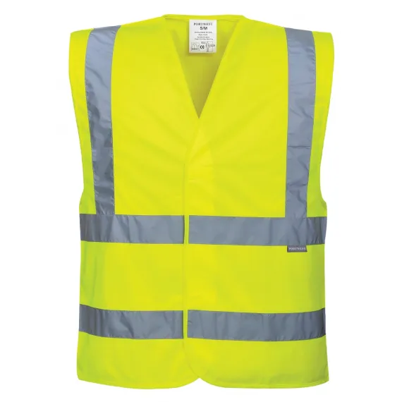 C470 - Jól láthatósági két csíkos mellény - sárga - 4XL/5XL, Szín: sárga, Méret: 4XL/5XL